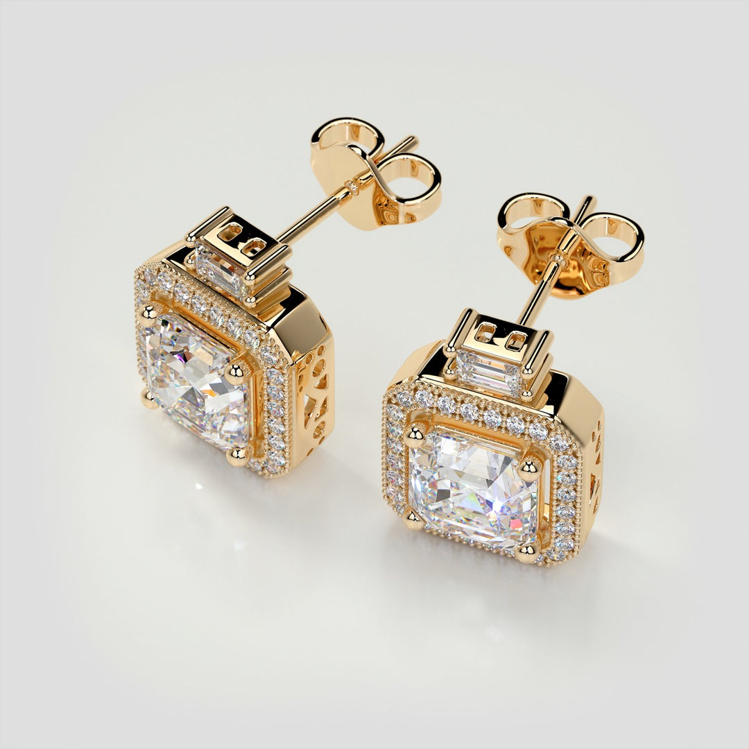 3.38CT Asscher Cut Halo Earrings