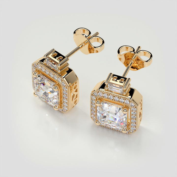3.38CT Asscher Cut Halo Earrings