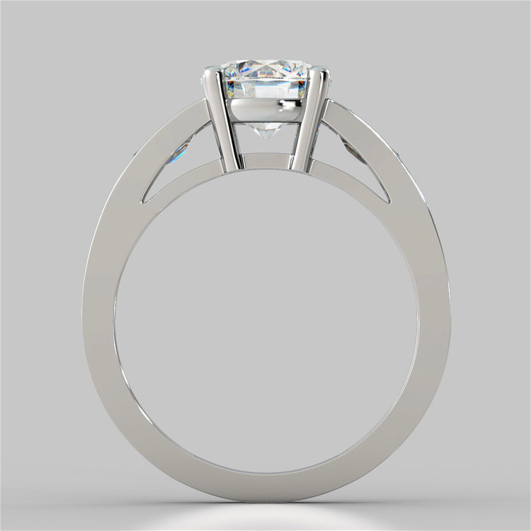 Round Cut Wedding Set With Baguettes Accents