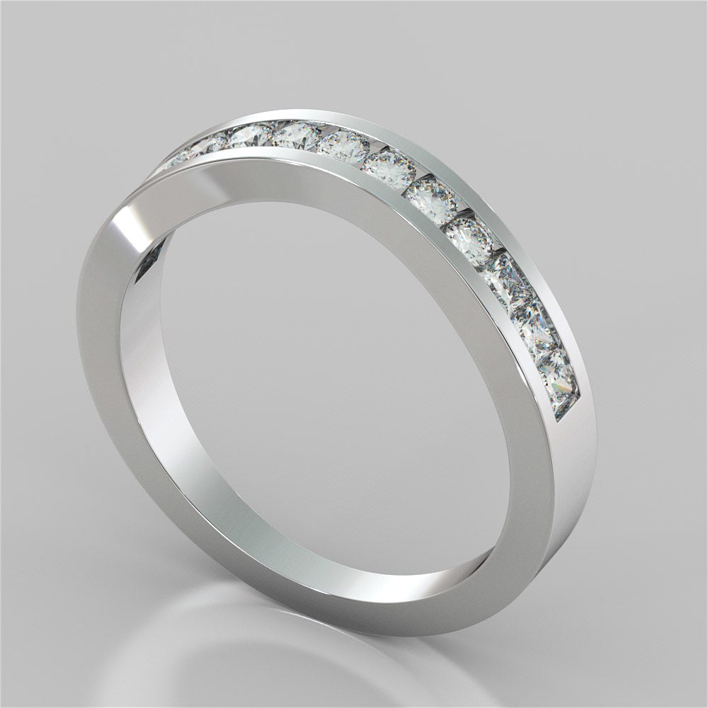 Princess Round Cut Channel Wedding Band