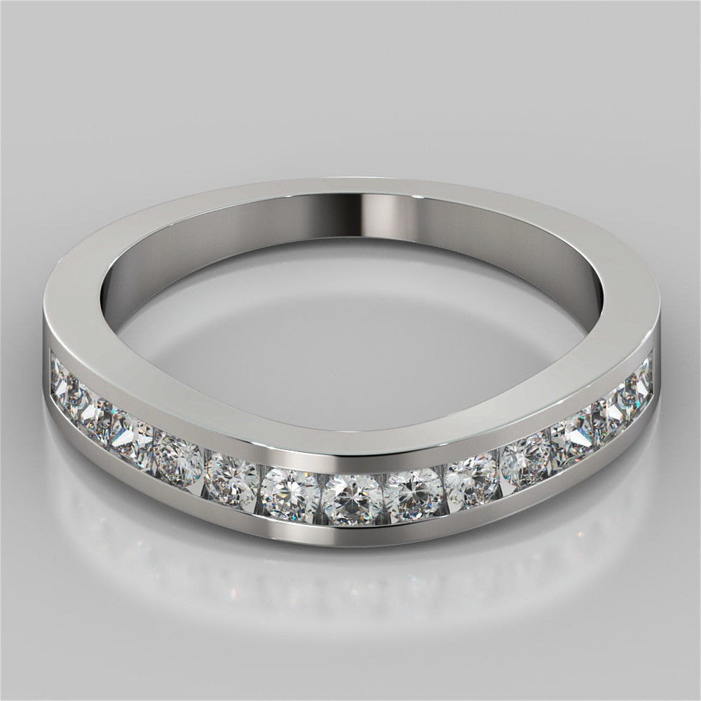 Princess Round Cut Channel Wedding Band