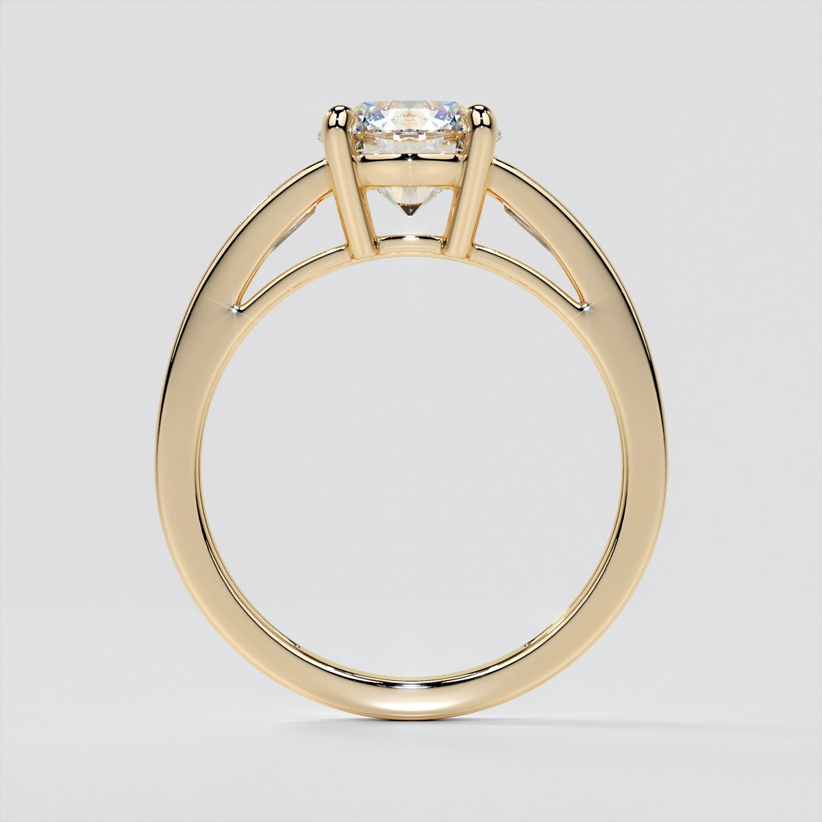 Round Cut Trio Wedding Set With Baguettes Accents