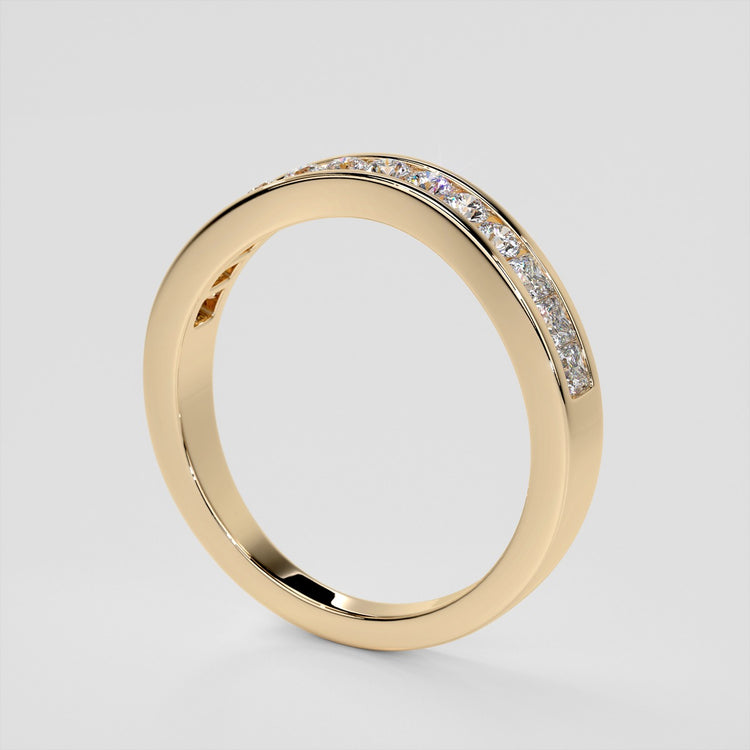 Round Cut Cathedral Engagement Ring with Baguette Accents