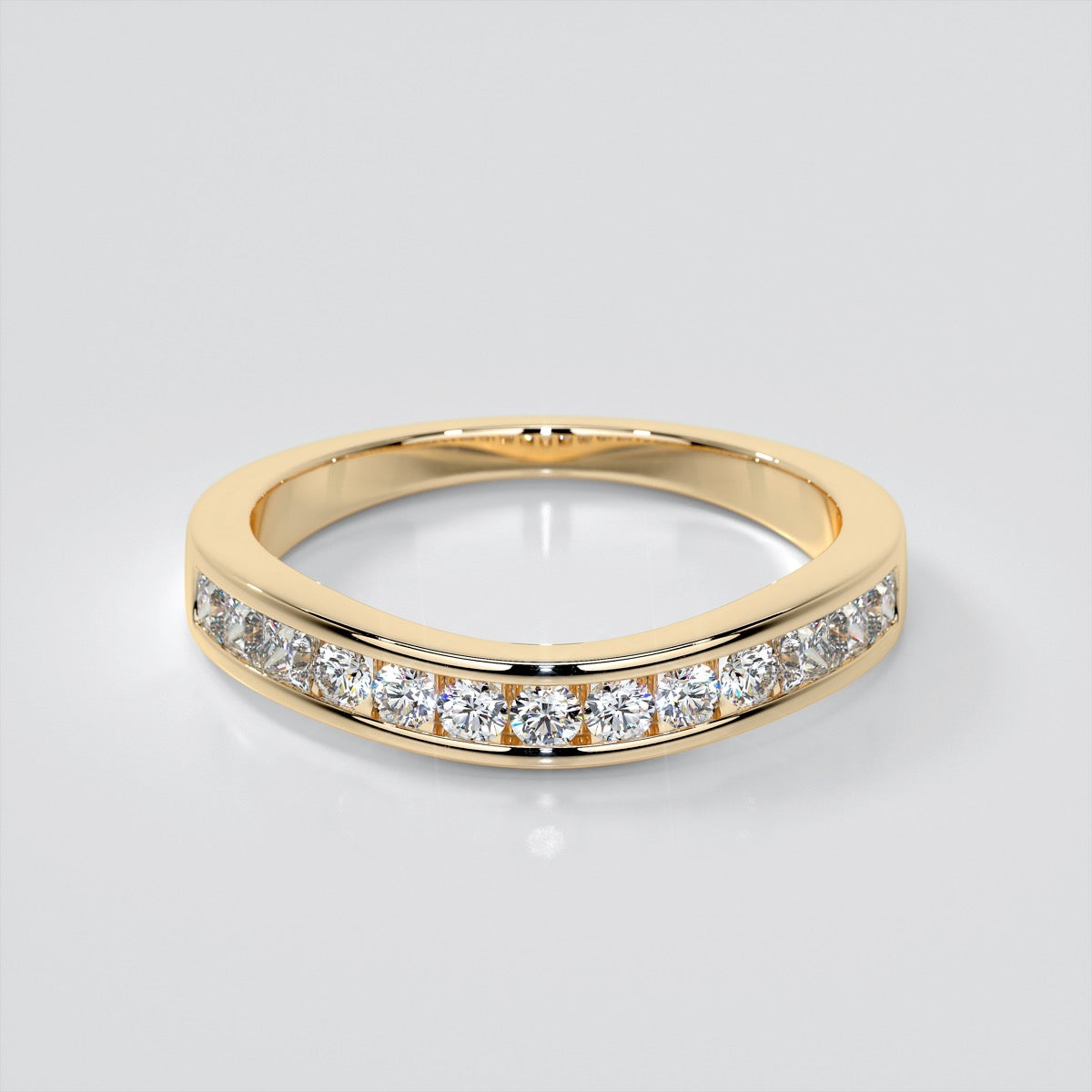 Princess Round Cut Channel Wedding Band