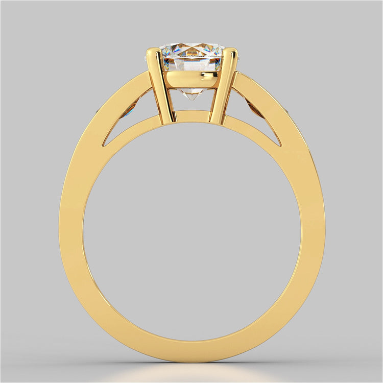 Round Cut Wedding Set With Baguettes Accents