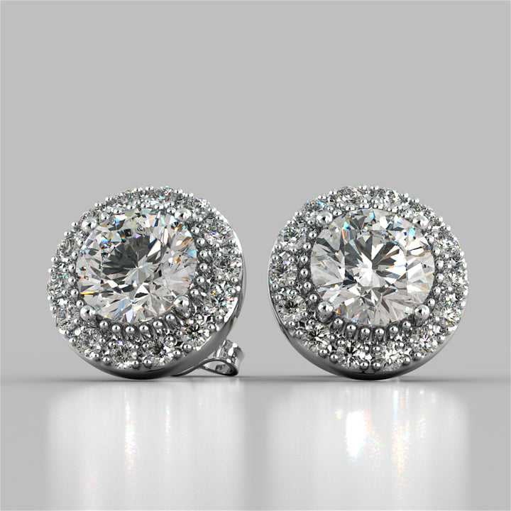 4.42CT Round Cut Beaded Halo Earrings
