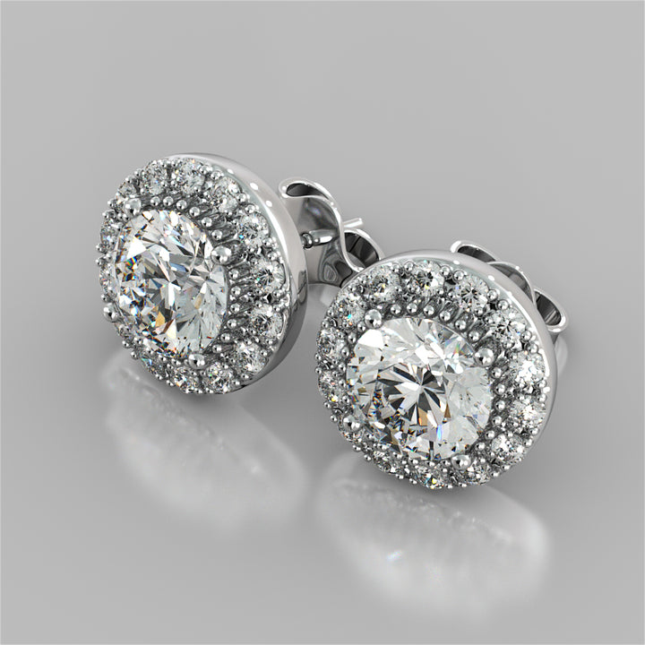 4.42CT Round Cut Beaded Halo Earrings
