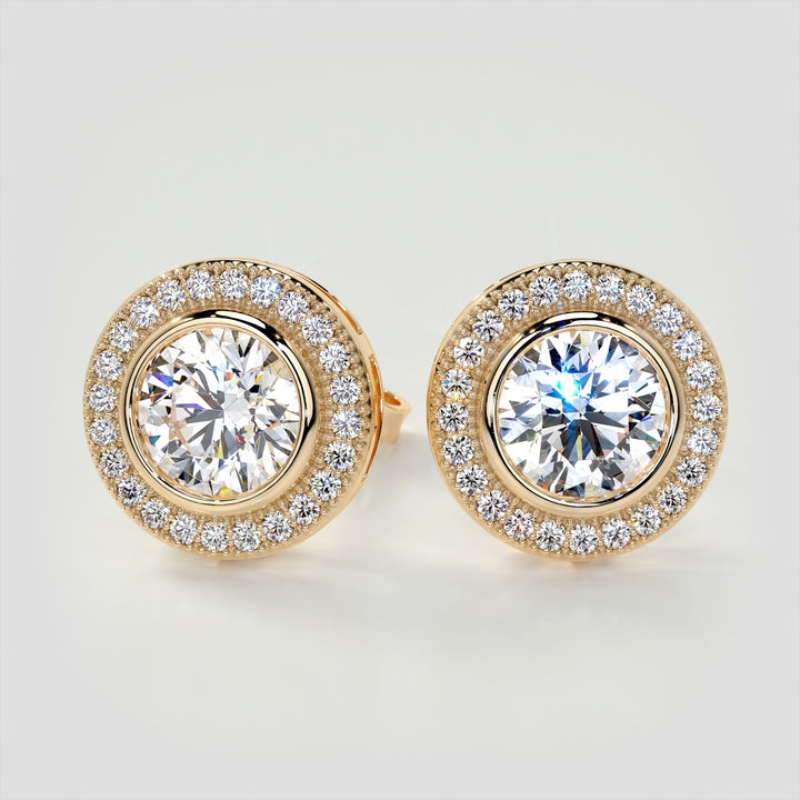 2.24CT Round Cut Halo Earrings