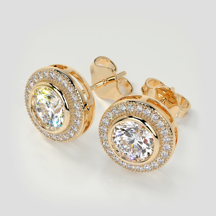 2.24CT Round Cut Halo Earrings