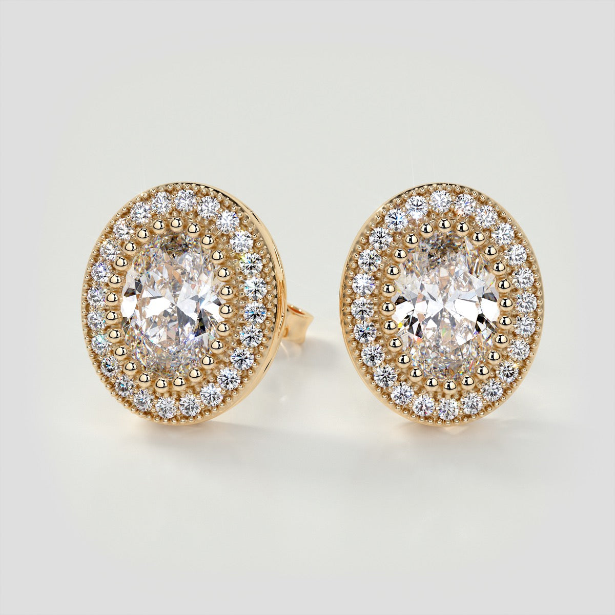 2.36CT Oval Cut Milgrain Halo Earrings