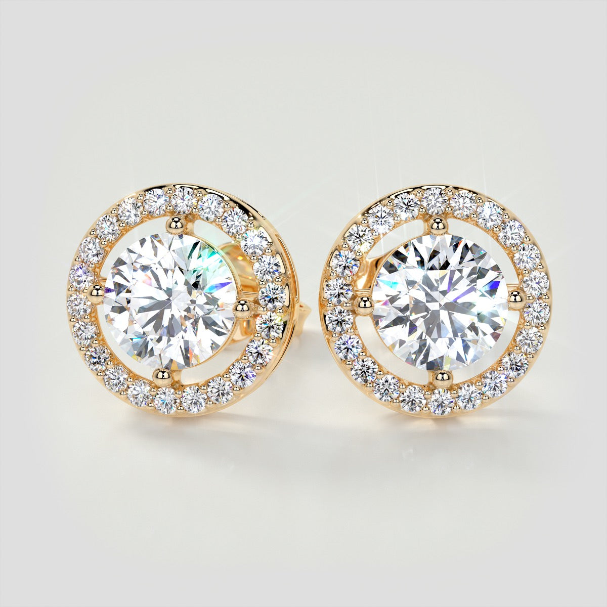 2.44CT Round Cut Halo Earrings Set In Sterling Silver