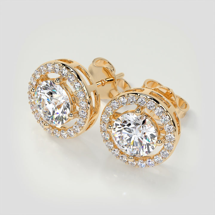 2.44CT Round Cut Halo Earrings