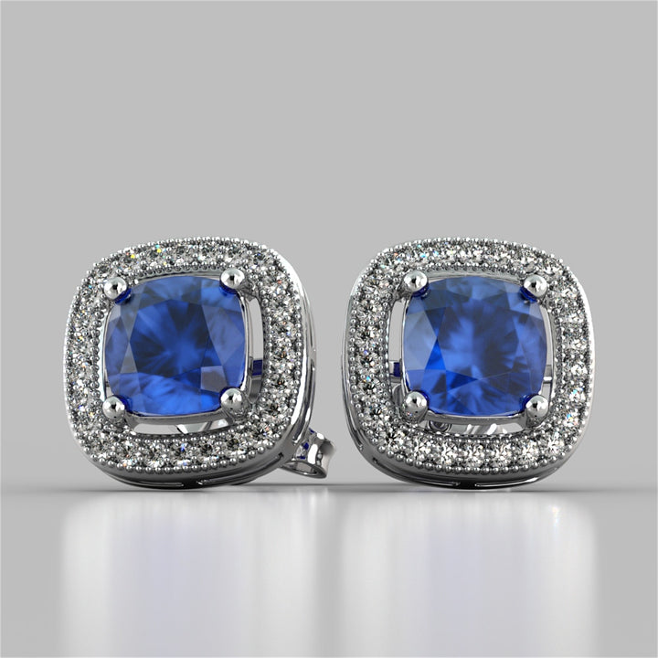 Round Cut Double Tier Halo Earrings