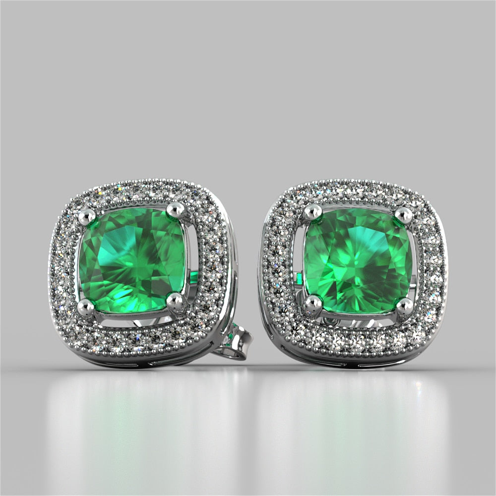 Round Cut Double Tier Halo Earrings