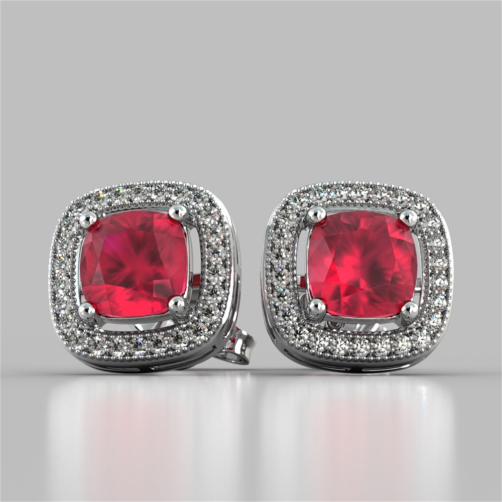 Round Cut Double Tier Halo Earrings