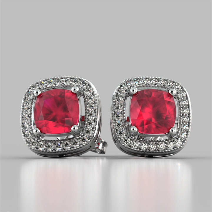 Round Cut Double Tier Halo Earrings