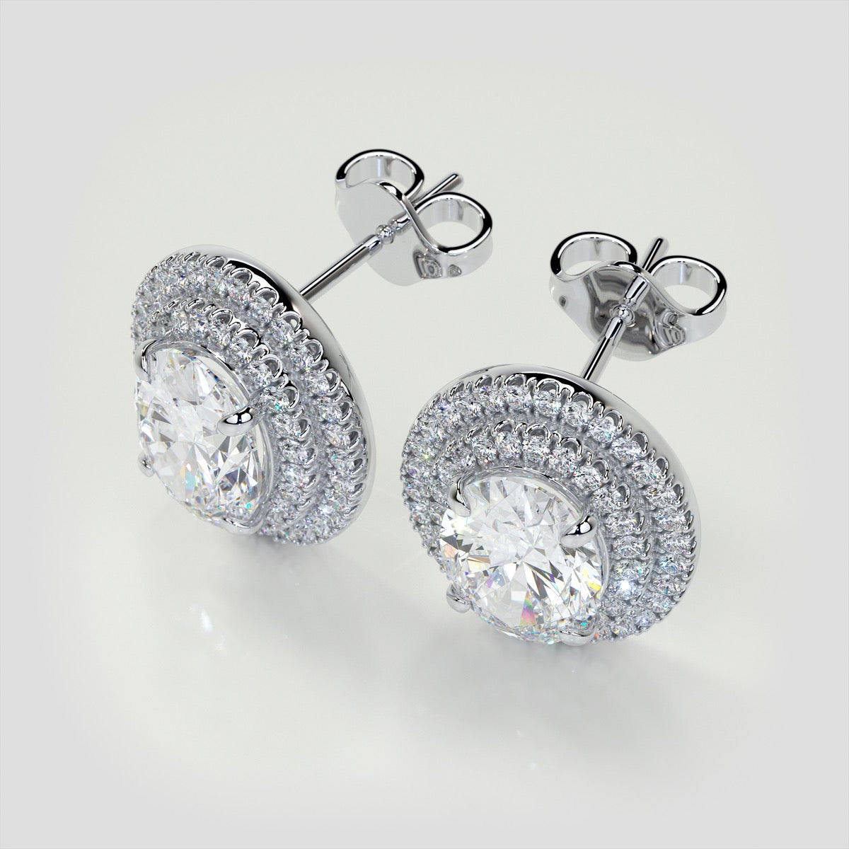 5.8CT Oval Cut Prong Set Double Tier Halo Earrings