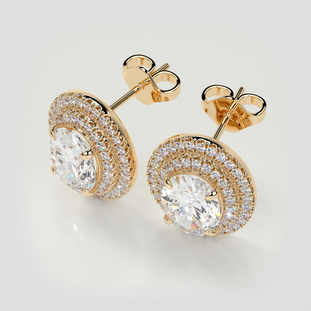 5.8CT Oval Cut Prong Set Double Tier Halo Earrings