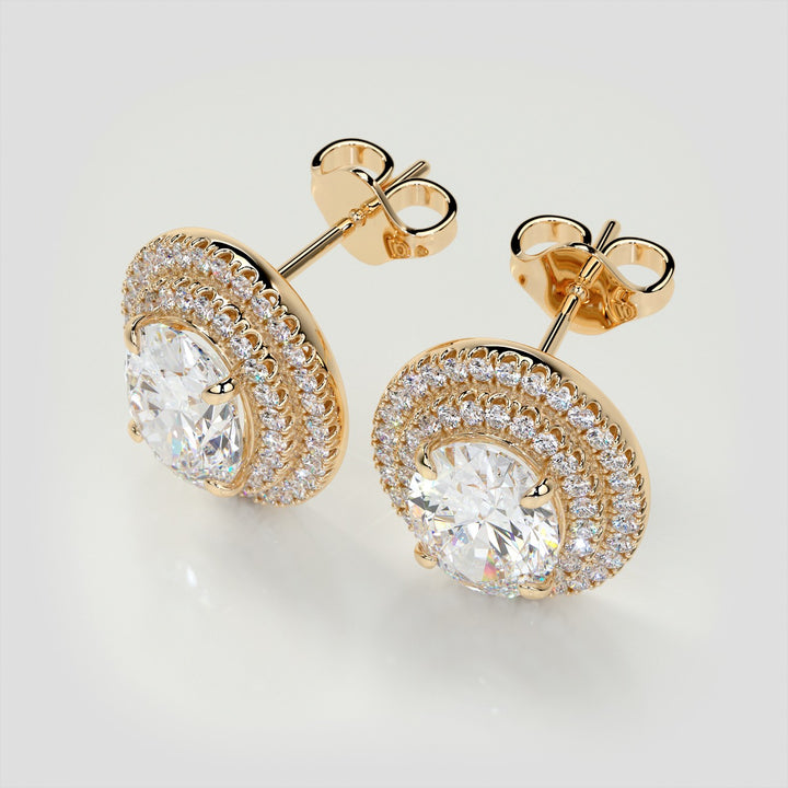 5.8CT Oval Cut Prong Set Double Tier Halo Earrings