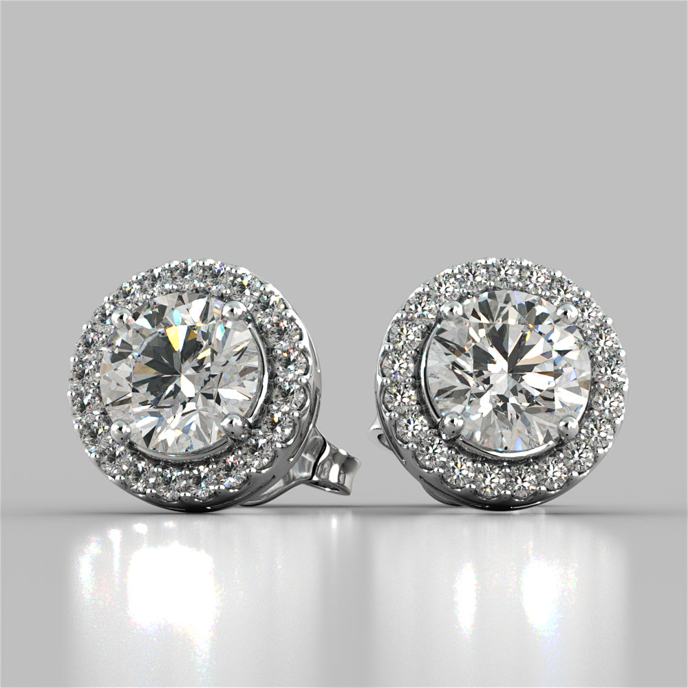 2.32CT Round Cut Prong Set Tier Halo Earrings