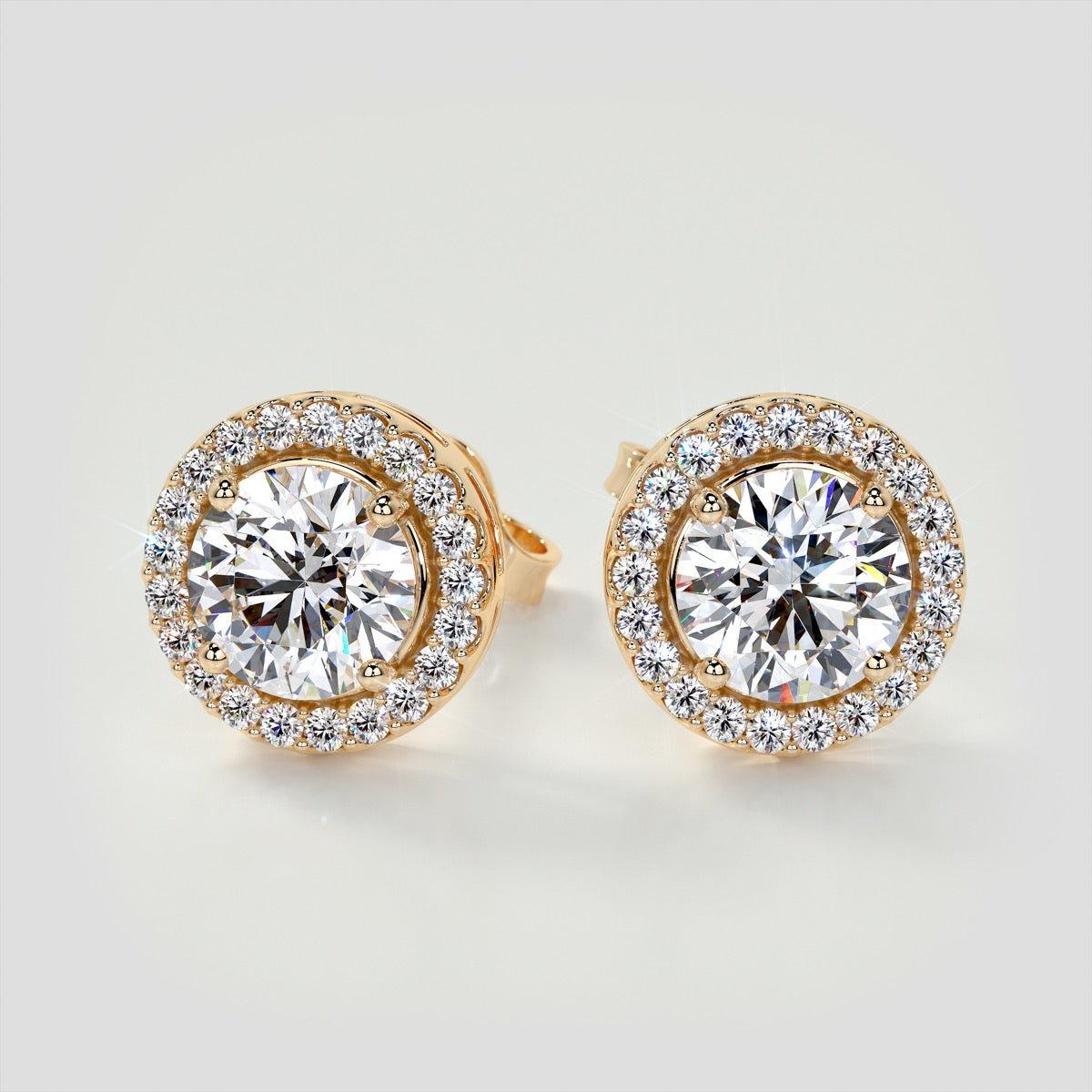 2.32CT Round Cut Prong Set Tier Halo Earrings Set in Sterling Silver