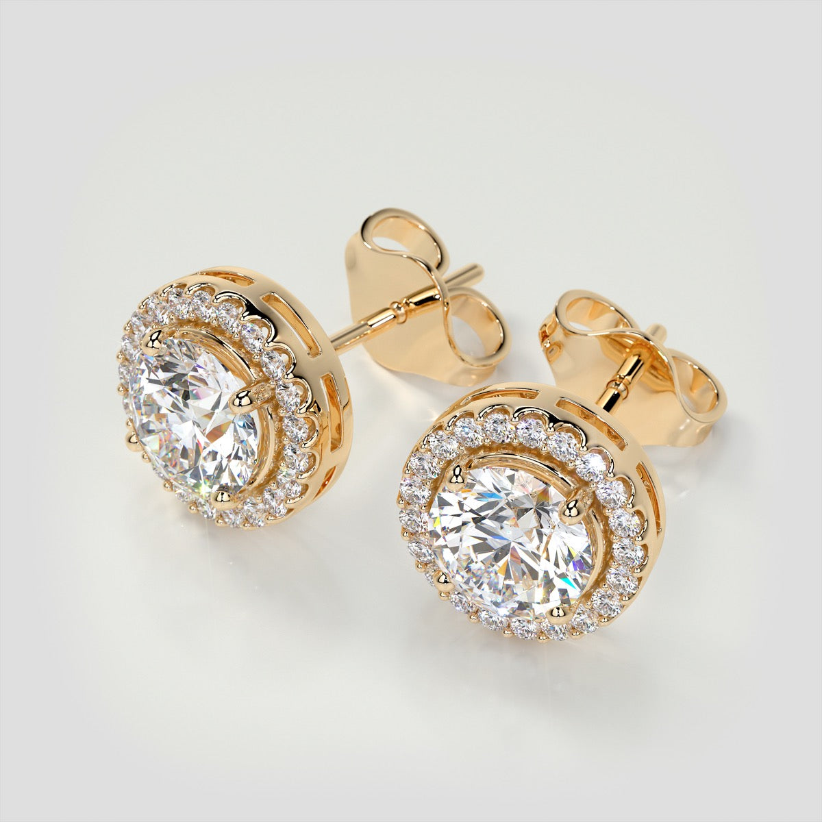 2.32CT Round Cut Prong Set Tier Halo Earrings