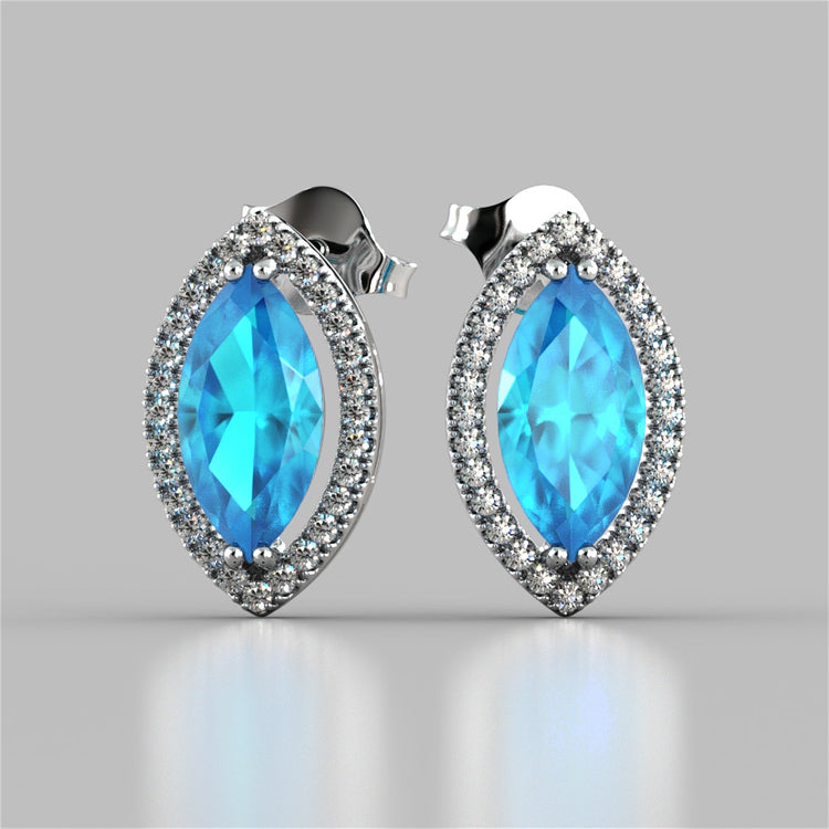 Marquise Cut Drop Style Stud Earrings