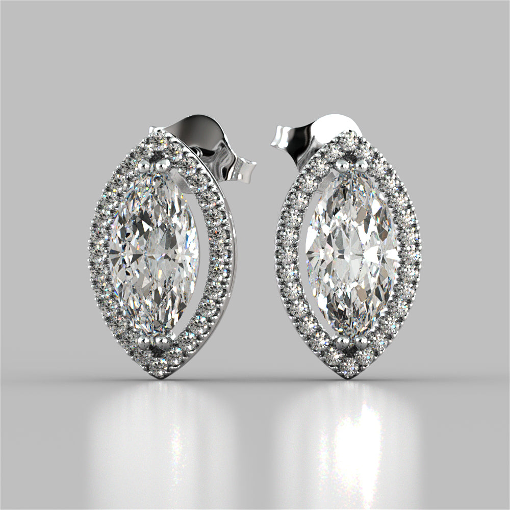 4.42CT Marquise Cut Drop Style Stud Earrings
