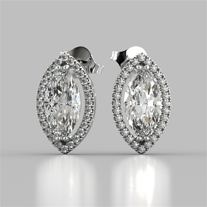 4.42CT Marquise Cut Drop Style Stud Earrings