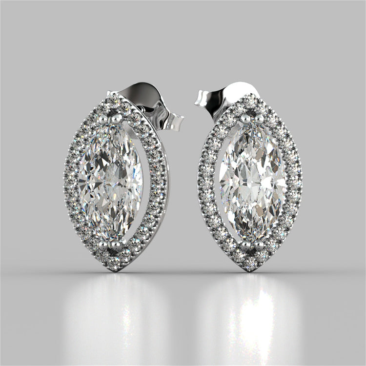 Marquise Cut Drop Style Stud Earrings