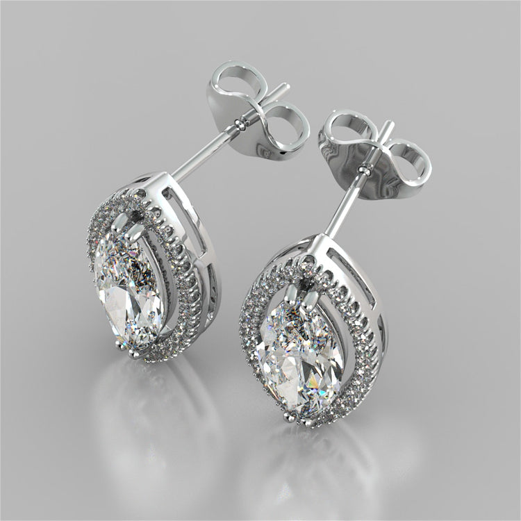 Marquise Cut Drop Style Stud Earrings