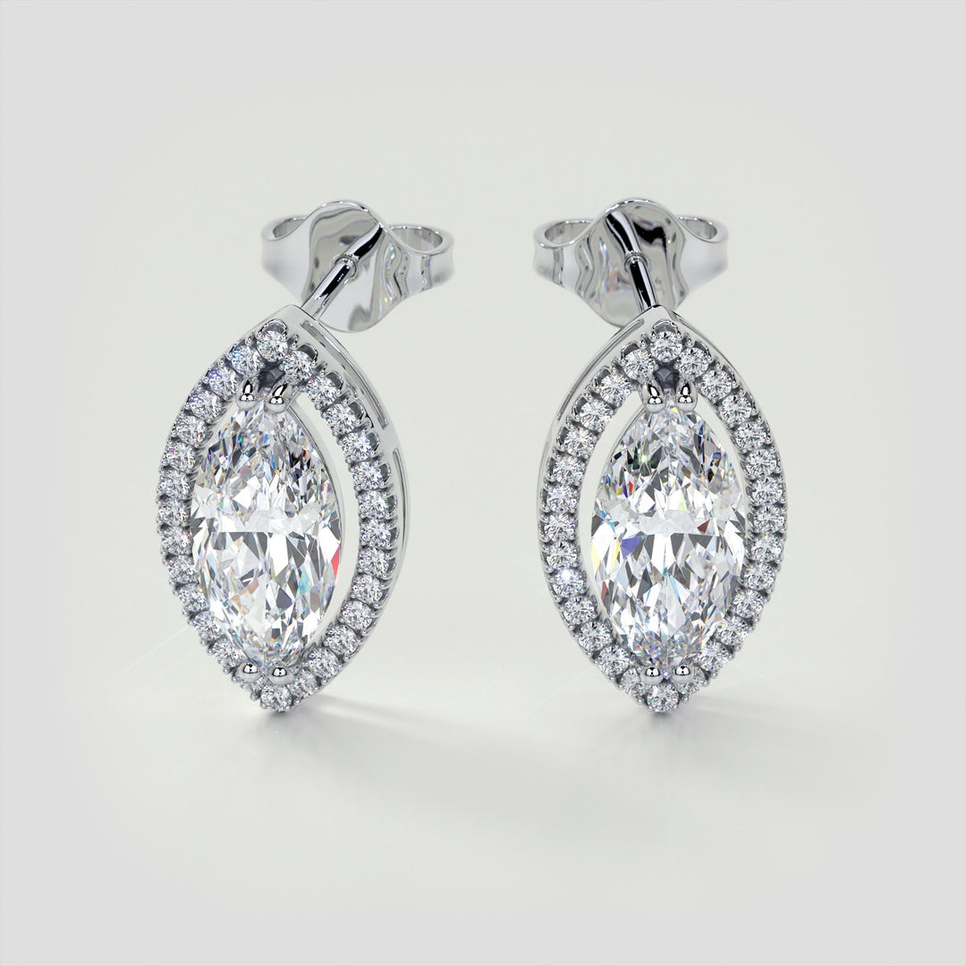 4.42CT Marquise Cut Drop Style Stud Earrings