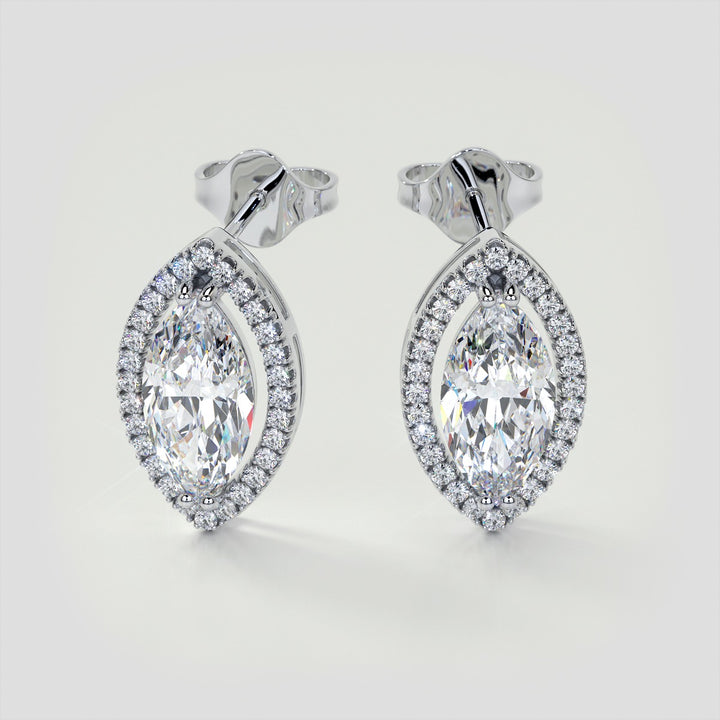 4.42CT Marquise Cut Drop Style Stud Earrings
