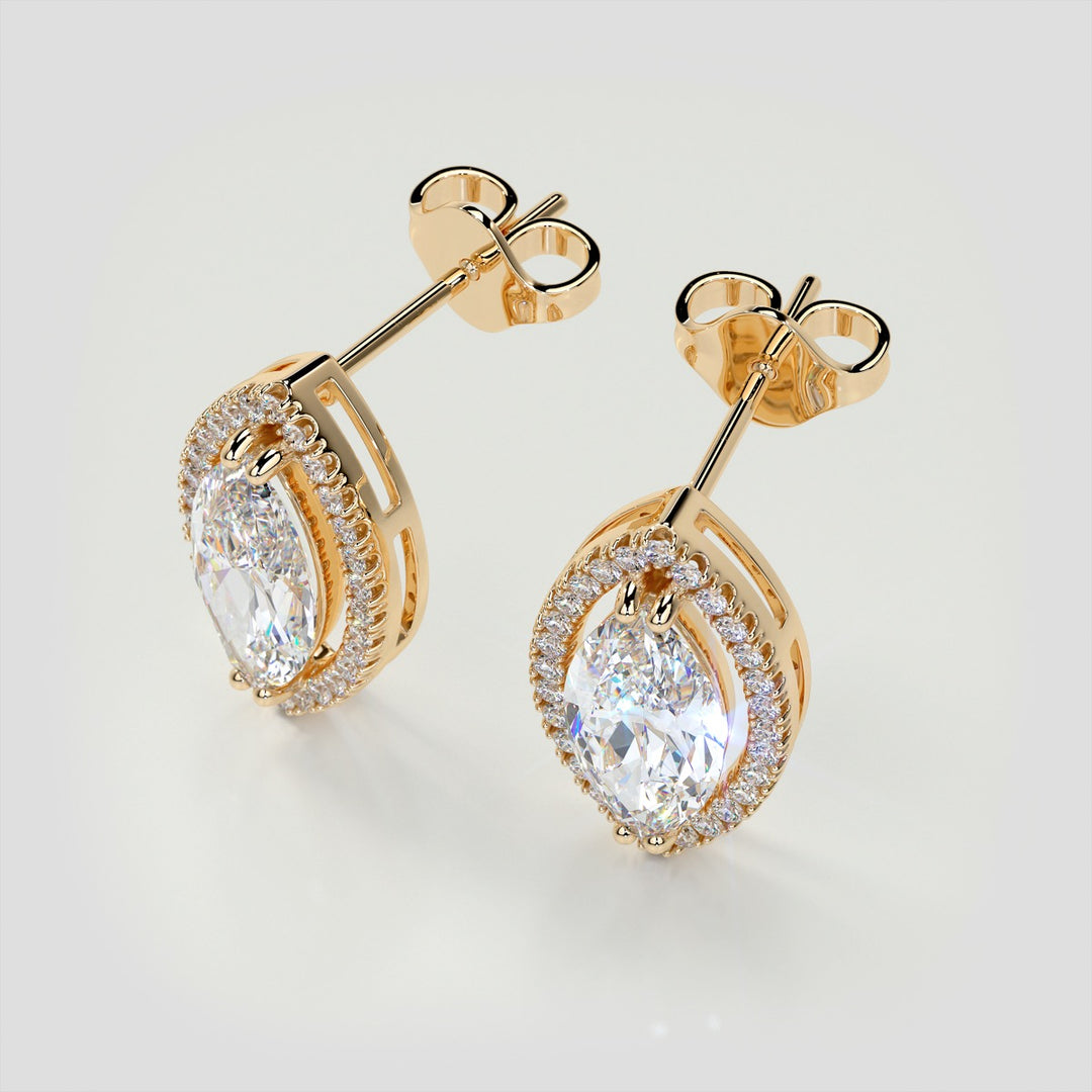 4.42CT Marquise Cut Drop Style Stud Earrings