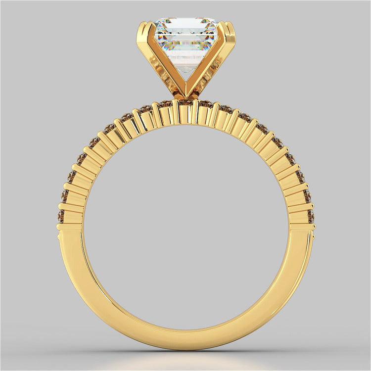 Three-Row Pavé-Style Asscher Cut Engagement Ring