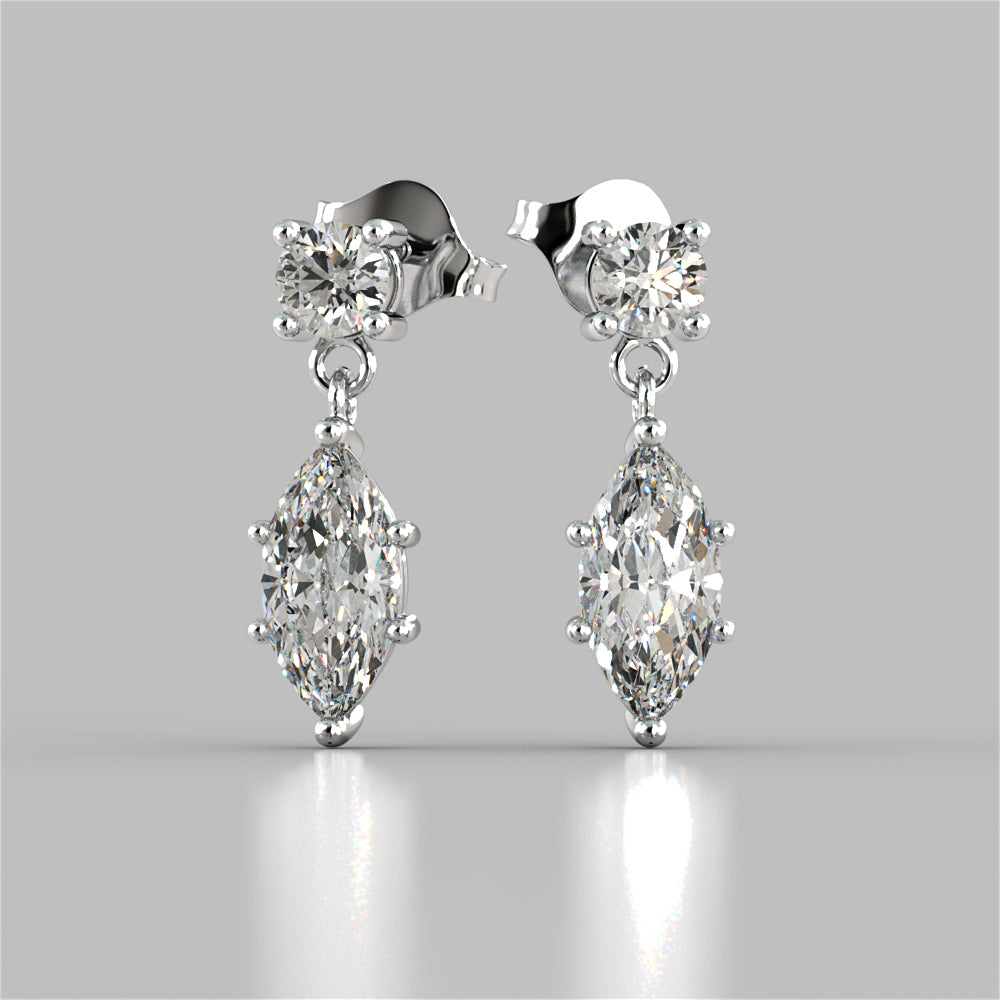 2.5CT Marquise Cut Drop Style Earrings Set In Sterling Silver – Sold as a Pair