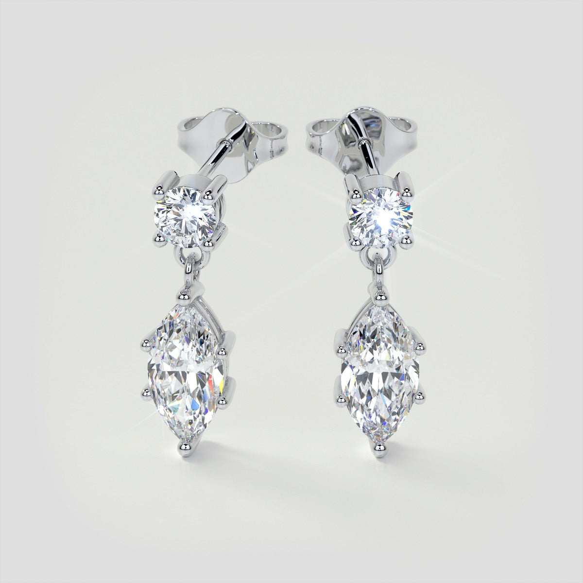2.5CT Marquise Cut Drop Style Earrings Set In Sterling Silver – Sold as a Pair