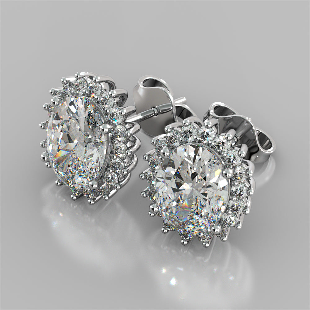 3.04CT Oval Cut Double Halo Earrings