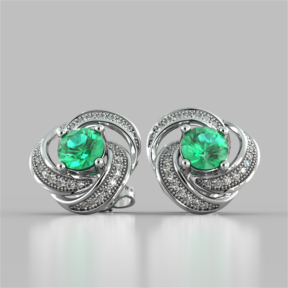 Round Cut Swirl Halo Earrings