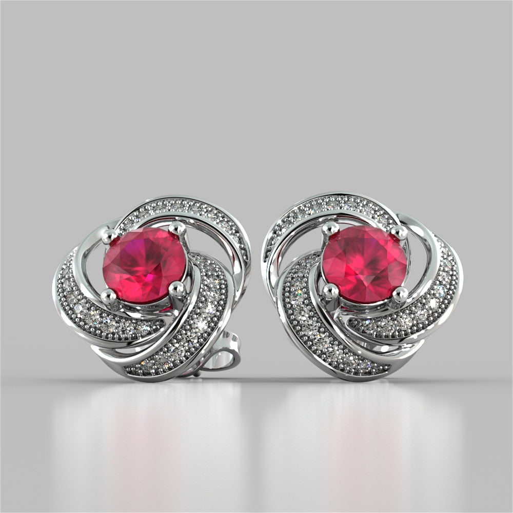 Round Cut Swirl Halo Earrings