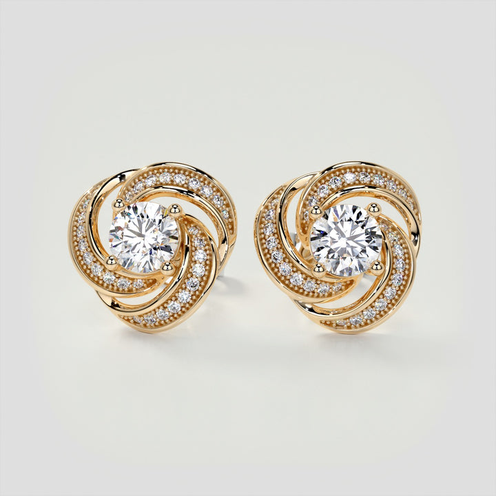 1.81CT Round Cut Swirl Halo Earrings