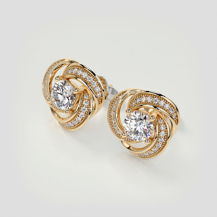 1.81CT Round Cut Swirl Halo Earrings