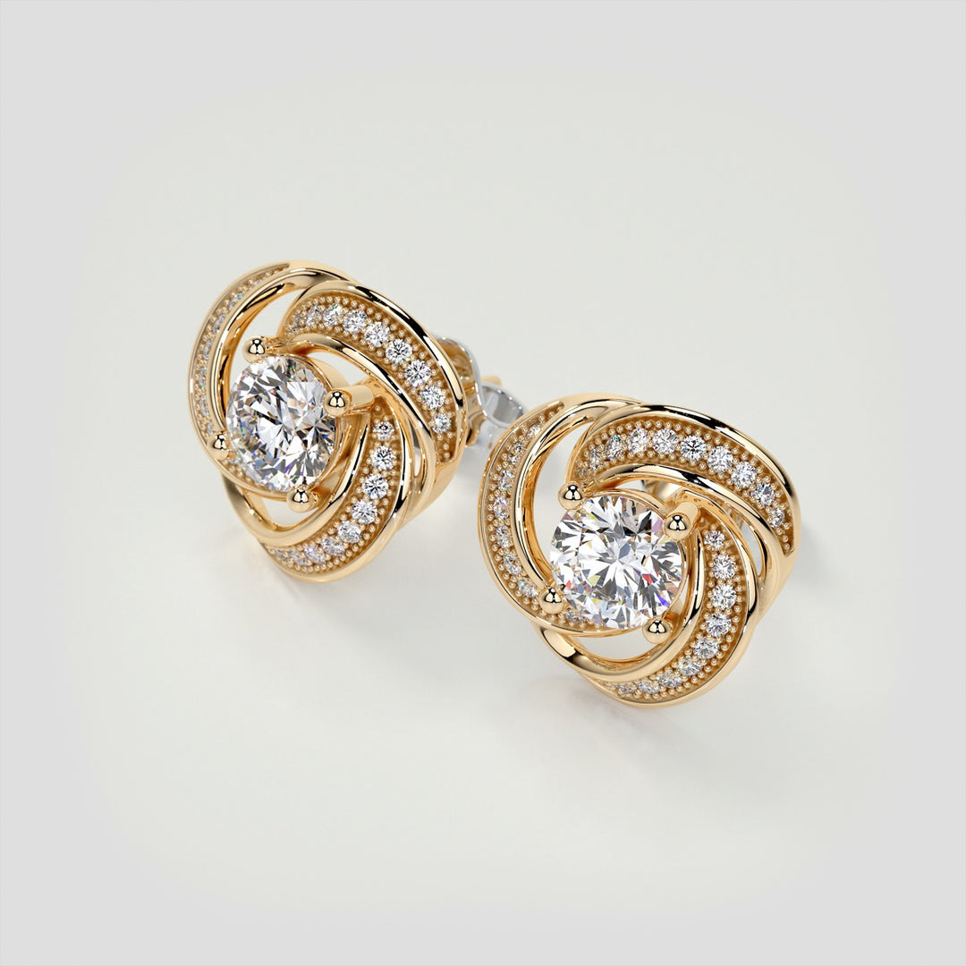 1.81CT Round Cut Swirl Halo Earrings