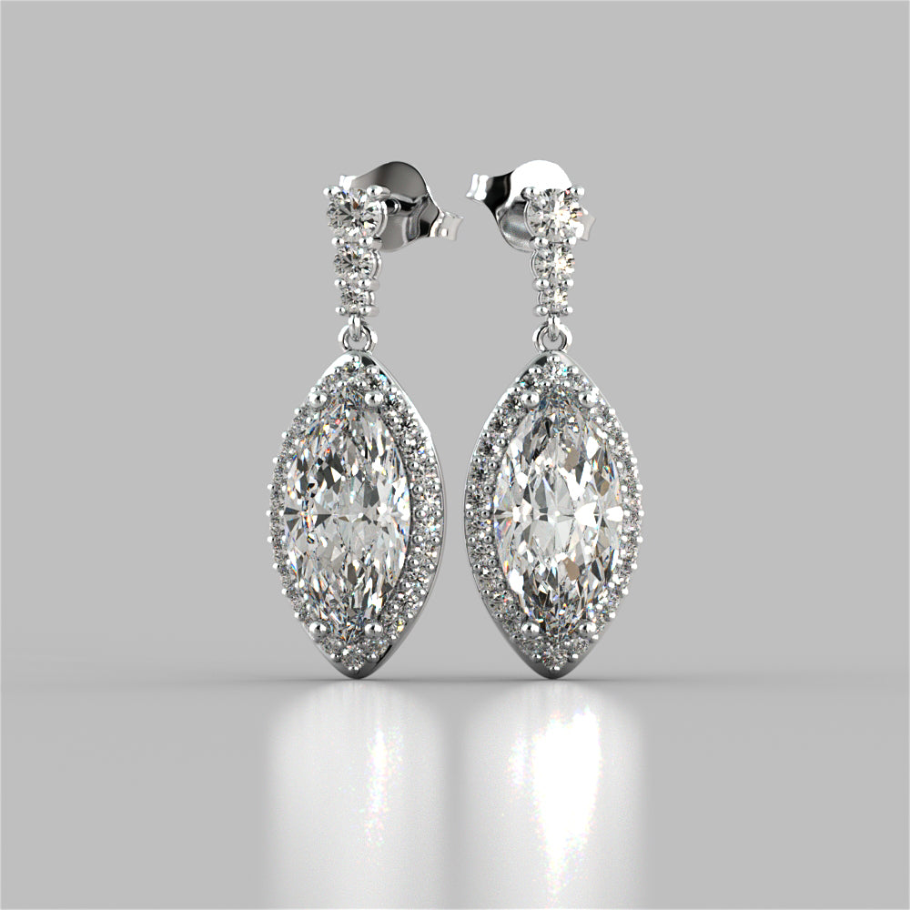 6.89CT Marquise Cut Drop Style Slider Bail Earrings Set in 925 Sterling Silver