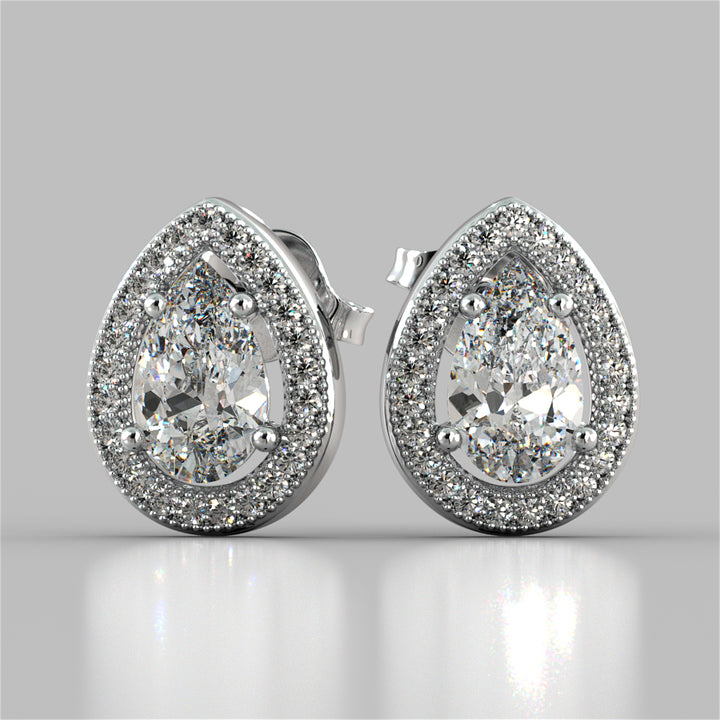 2.25CT Pear-Cut Halo Earrings