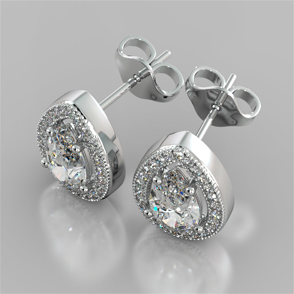 2.25CT Pear-Cut Halo Earrings