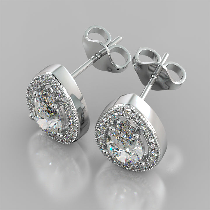 2.25CT Pear-Cut Halo Earrings