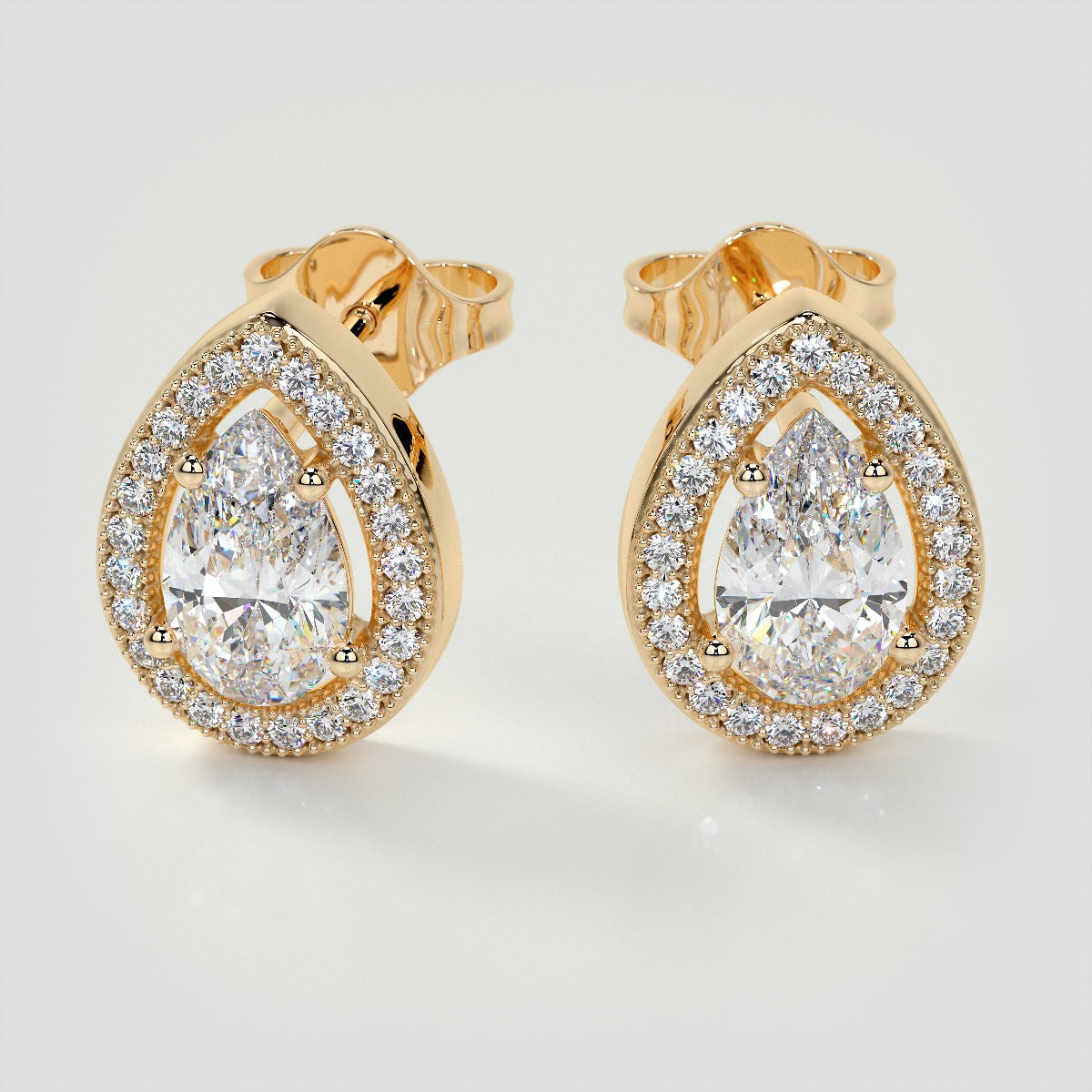 2.25CT Pear-Cut Halo Earrings