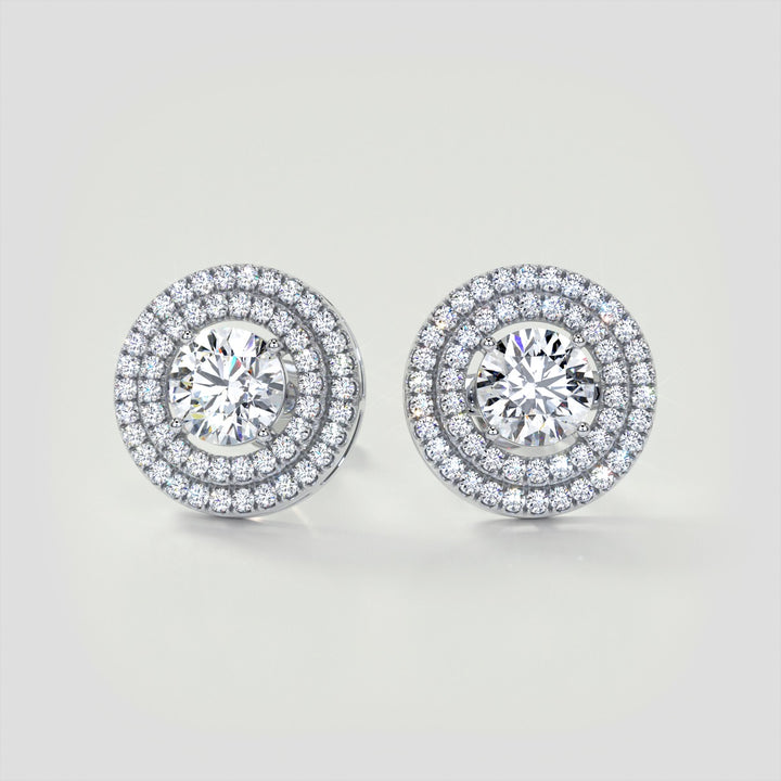 2.52CT Round Cut Double Pave Style Halo Earrings