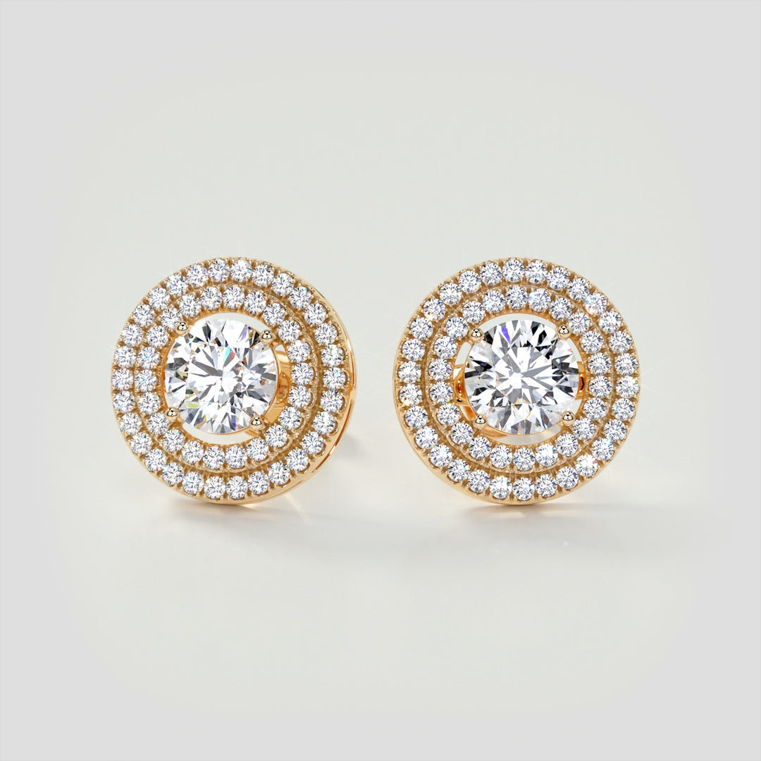 2.52CT Round Cut Double Pave Style Halo Earrings